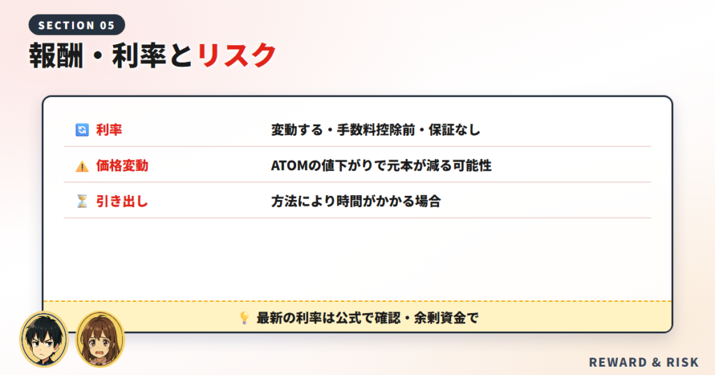 コスモスステーキングの報酬・利率とリスク