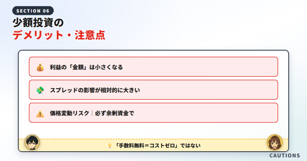 少額投資のデメリット・注意点